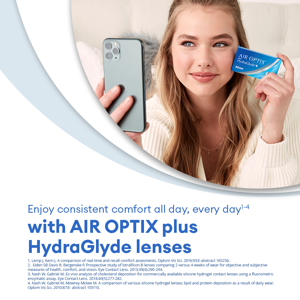 AIR OPTIX plus HydraGlyde - 6 monthly lenses - marketing