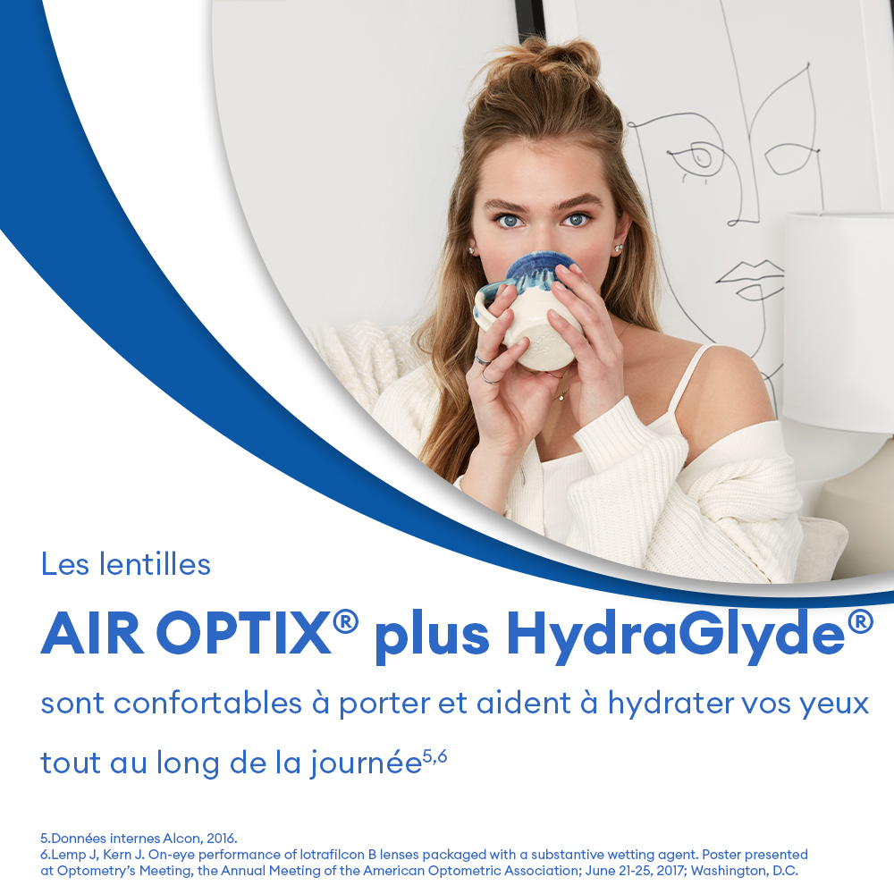 AIR OPTIX plus HydraGlyde - 3 lentilles mensuelles - marketing