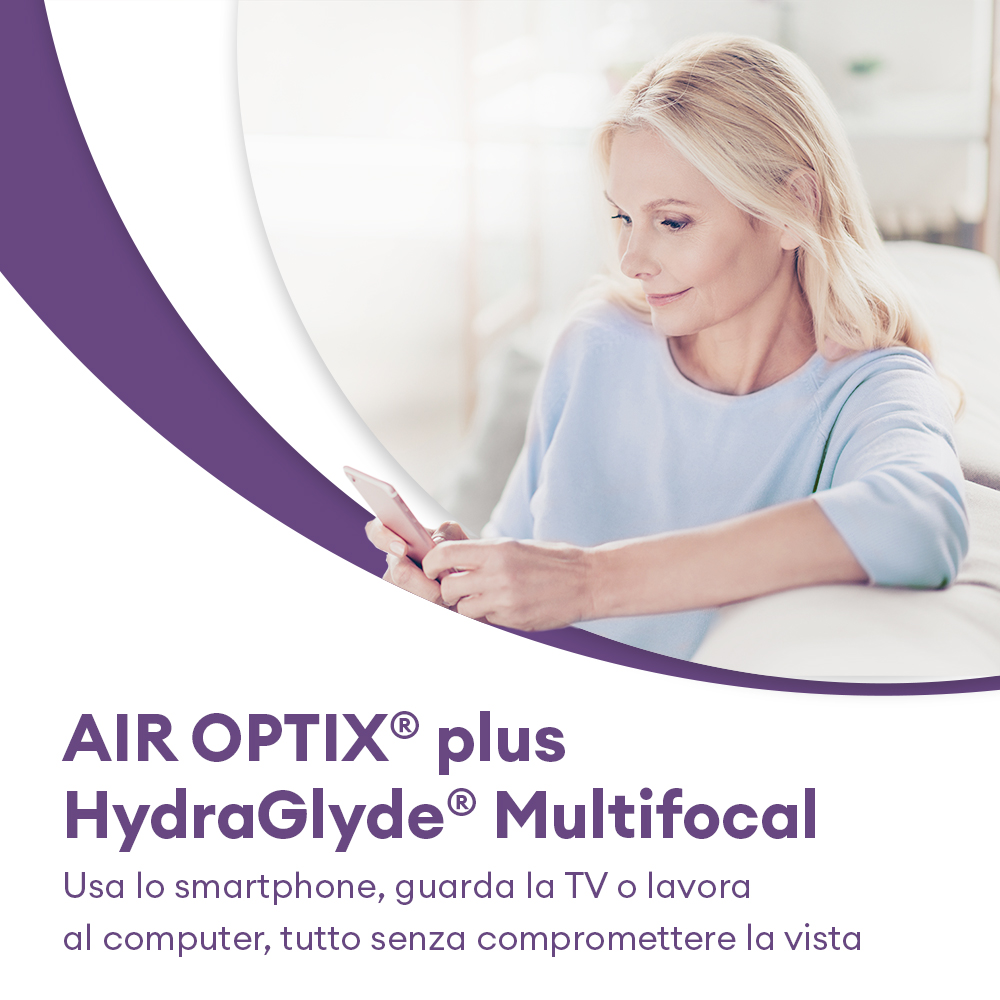 AIR OPTIX plus HydraGlyde Multifocal - 3 lenti mensili - marketing