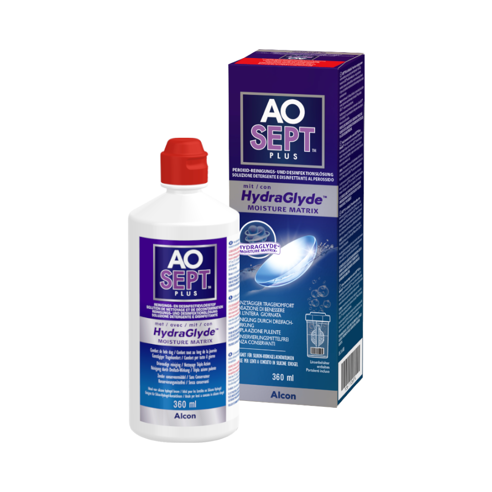AOSEPT PLUS with HydraGlyde - 360ml + lens case