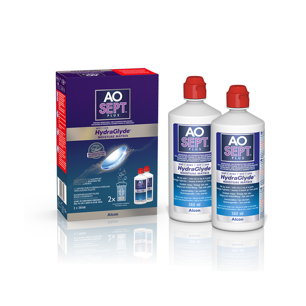AOSEPT PLUS with HydraGlyde - 2x360ml + 2 Behälter
