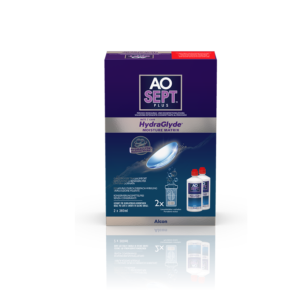 AOSEPT PLUS with HydraGlyde - 2x360ml + 2 Behälter