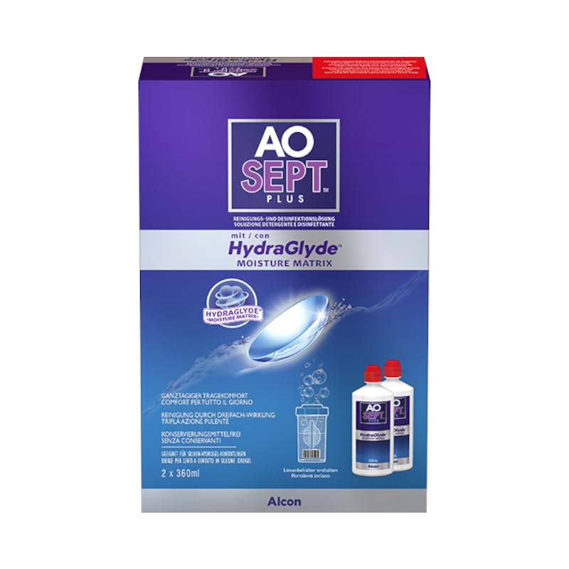 AOSEPT PLUS mit HydraGlyde - 2 x 360ml + lenzendoosje