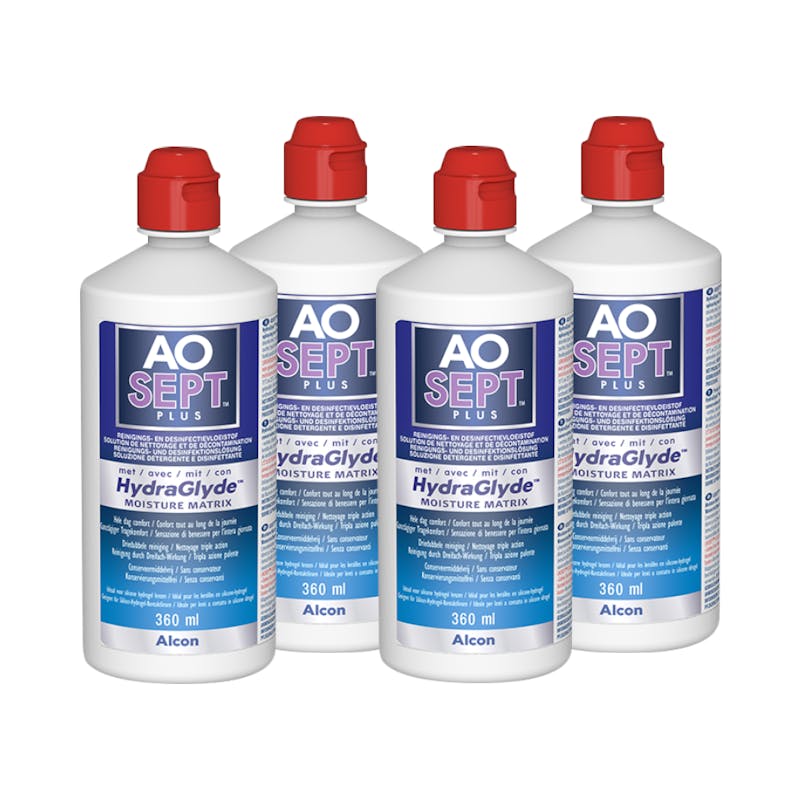 AOSEPT PLUS mit HydraGlyde - 4 x 360ml + lenzendoosje