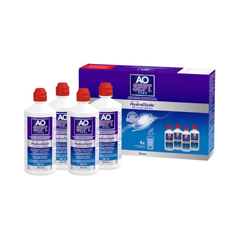 AOSEPT PLUS mit HydraGlyde - 4 x 360ml + lenzendoosje