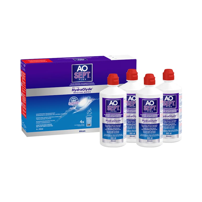 AOSEPT PLUS mit HydraGlyde - 4 x 360ml + lenzendoosje