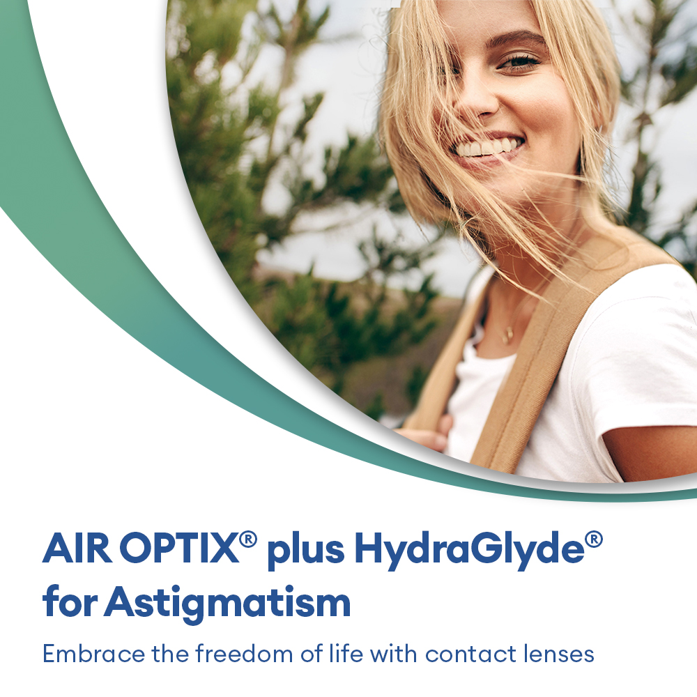 AIR OPTIX Plus HydraGlyde for Astigmatism - 6 monthly lenses - marketing