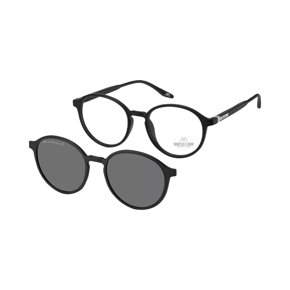 Montana Eyewear Reading Glasses Samosir black MRC4 + Clip-on black POL 