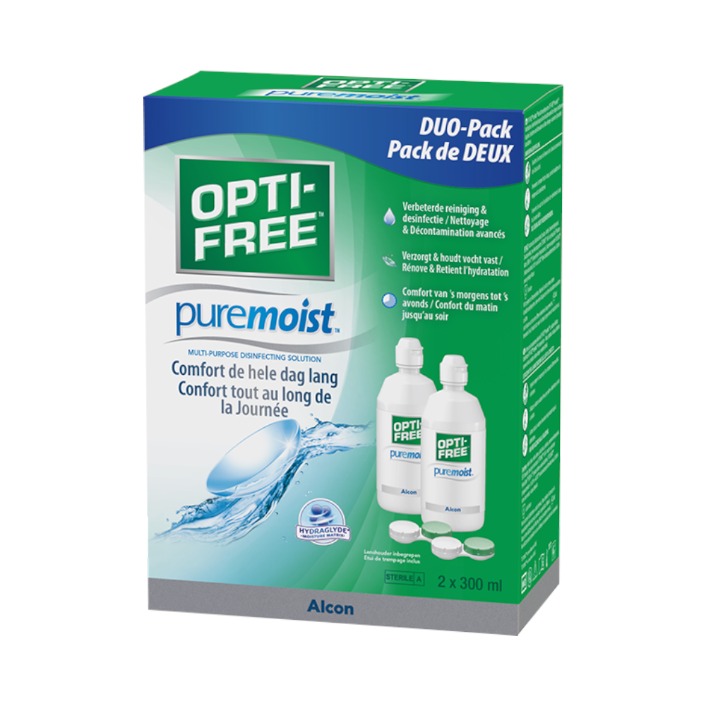 OPTI-FREE Puremoist - 2x300ml + 2 étuis pour lentilles