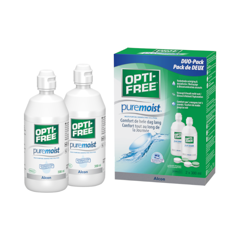 OPTI-FREE Puremoist - 2x300ml + 2 étuis pour lentilles