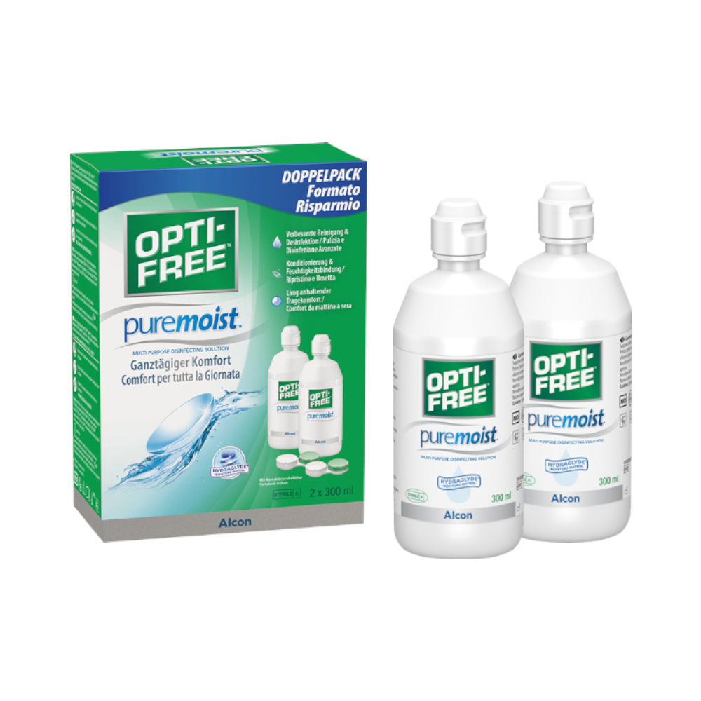 OPTI-FREE Puremoist - 2x300ml + 2 étuis pour lentilles