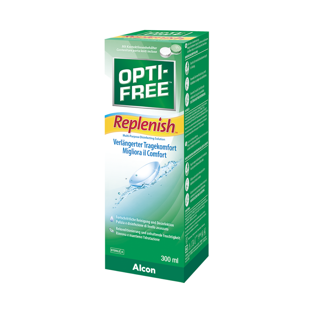 OPTIFREE Opti Free Replenish Solution d'entretien pour lentilles, Bouteille individuelle, 1x300 ml