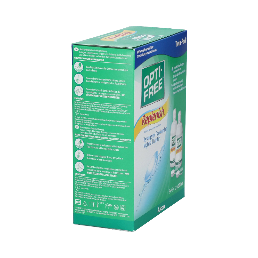 OPTI-FREE Replenish - 2x300ml + 2 lens cases